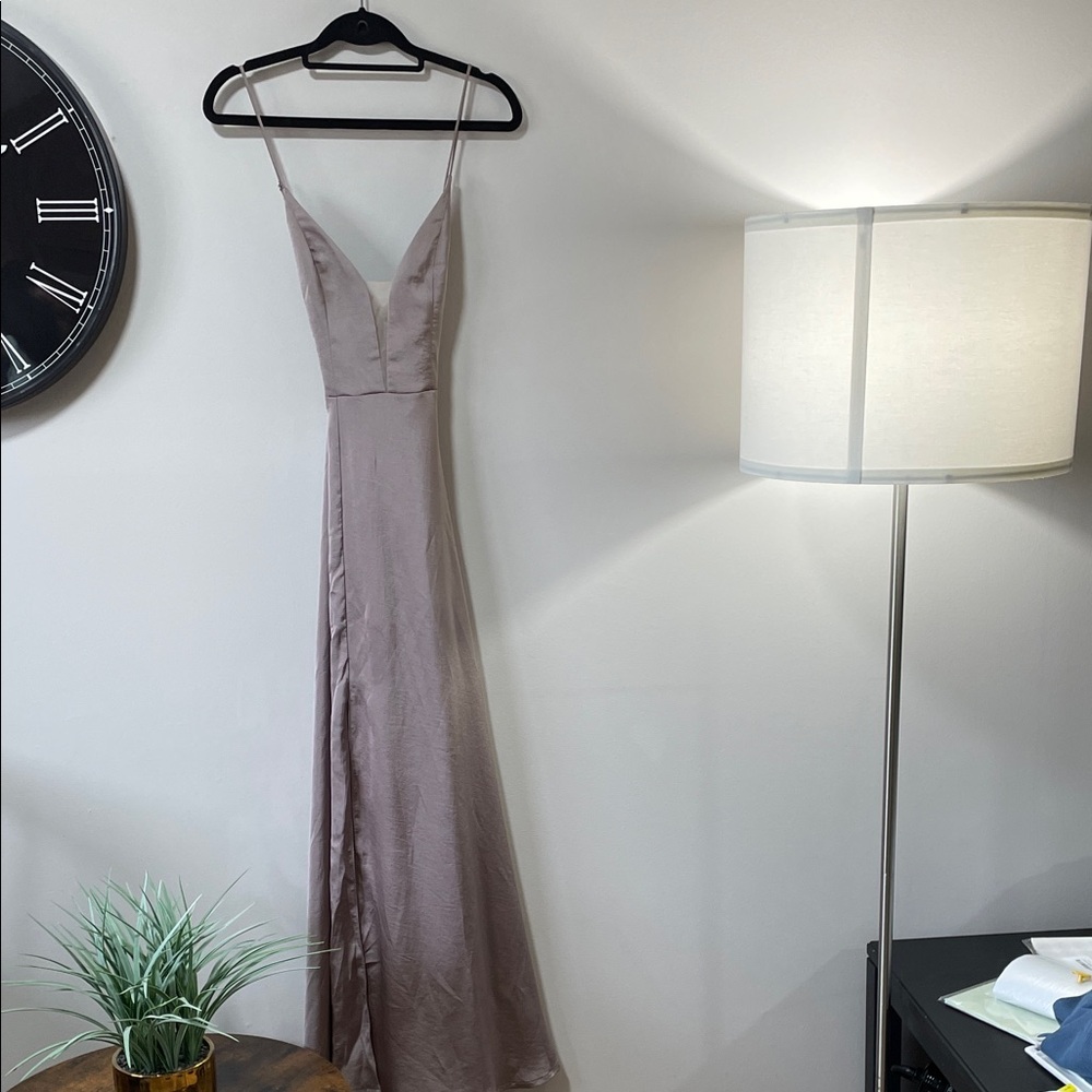 Angel Biba Etoupe (greyish brown) Prom Long Dress